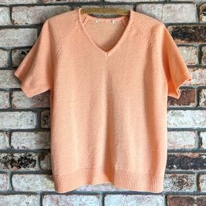 🍈 Cantaloupe Knit Short Sleeve Top Peach L